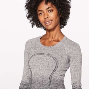 RARE Lululemon Run Swiftly Tech Long Sleeve Ombré Gray Thumb Holes 4